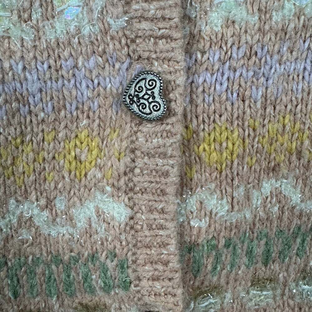 Monterey by Koret Cottagecore Cardigan Pink Knit Size Large Grandma Sweater - Picture 3 of 6